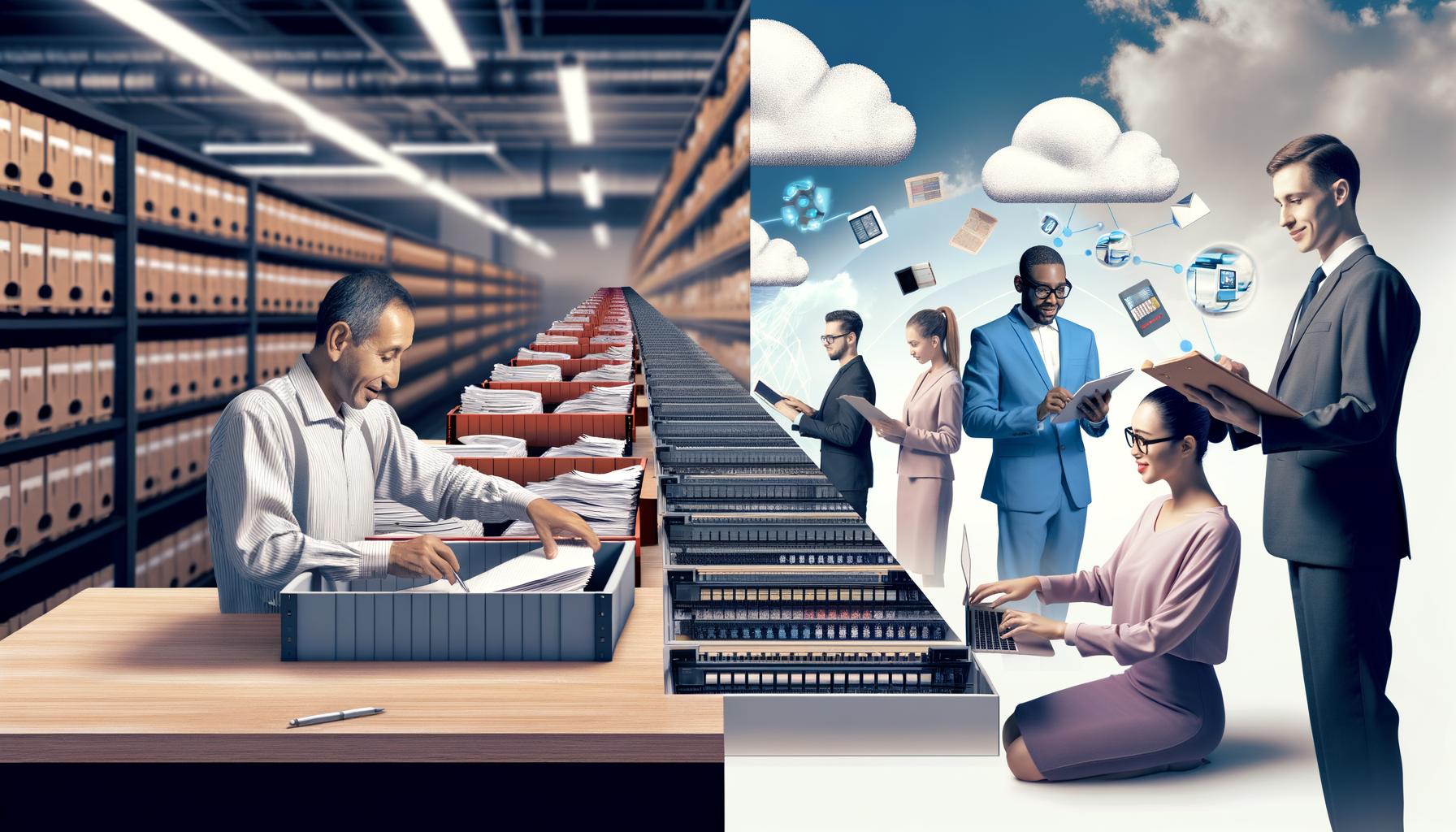 Crea una imagen para reflejar la trasnformación digital de las compras corporativas en las empresas